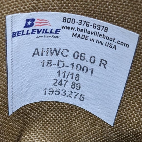 BELLEVILLE Desert Tan Suede & Cordura Military Combat Boot AHWC - 6R Unisex NWOT - Picture 12 of 12